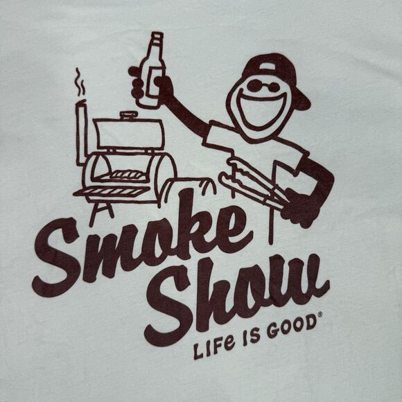Life is Good Other - Life Is Good Shirt Mens XL Putty Jake Smoke Show Crusher Tee BBQ Grill Beer Dad